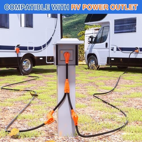 Image of Nilight 30 Amp RV Y Splitter Adapter Cord 30A Male Plug to Two 30A Female Receptacle NEMA TT-30P TT-30R Pure Copper Heavy Duty Heavy Duty STW 10 AWG Cable for RV Camper Generator