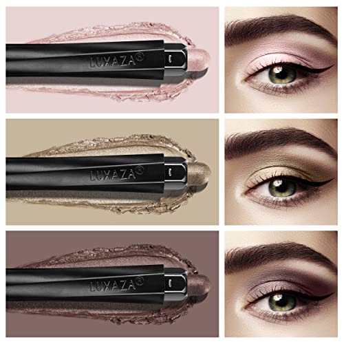 Luxaza 3Pcs Cream Eyeshadow Stick,Neutral Metallic And Brown Eye Shadow Pencil Crayon Brightener Makeup With Crease-Proof Formula,Waterproof & Long Lasting Eye Shadow And Eyeliner Pen Sets,Pink & Brown Set #TOP1
