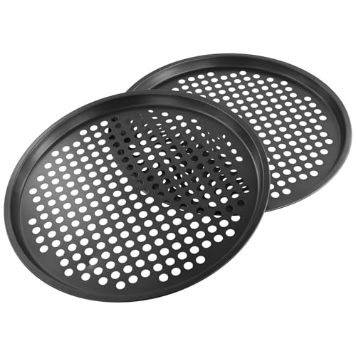 Miniatura 4 de Heihak 6 Bandejas Redondas Para Pizza, 33 Cm, Antiadherentes, Con Agujeros, De Acero Al Carbono Negro, Para Pizzas, Galletas, Panes, Pasteles