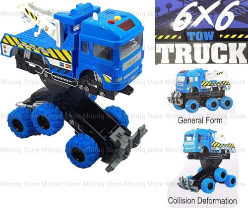 Image of Monster 6x6 Tow Truck Friction Powered Unbreakable With Light and Sound Pull Back Vehicles Toy for Kids (Colors as Per Stock)