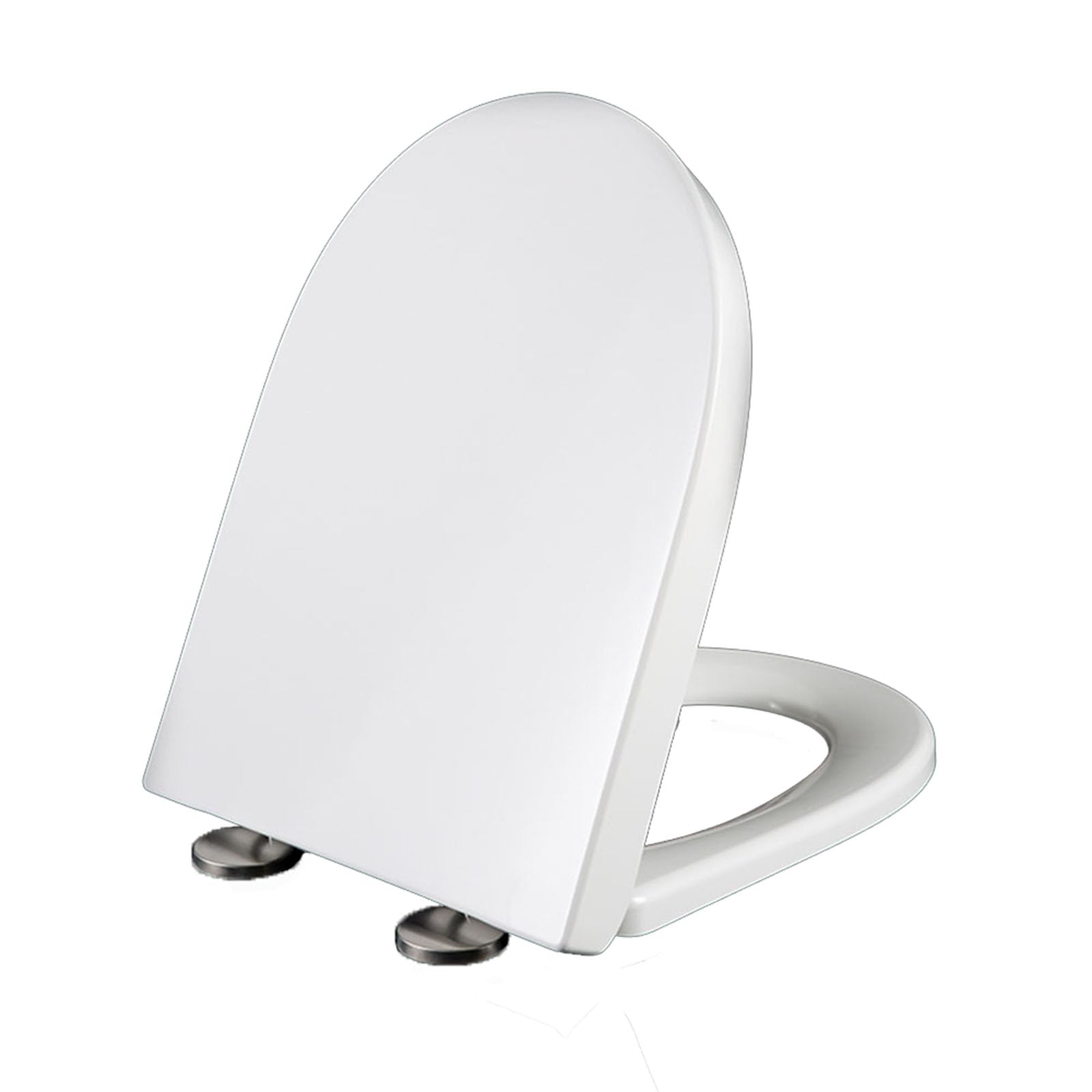 Sedile WC A Forma di D, Copriwater in Duroplast Sedile Copri WC Chiusura Ammortizzata, ASSE WC Soft Close Antibatterico ASSE Water Bianco,02C