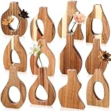 Blulu Set of 12 Small Wooden Vases for Centerpiece Decor Mini Wood Vase for Faux Flowers Plants...