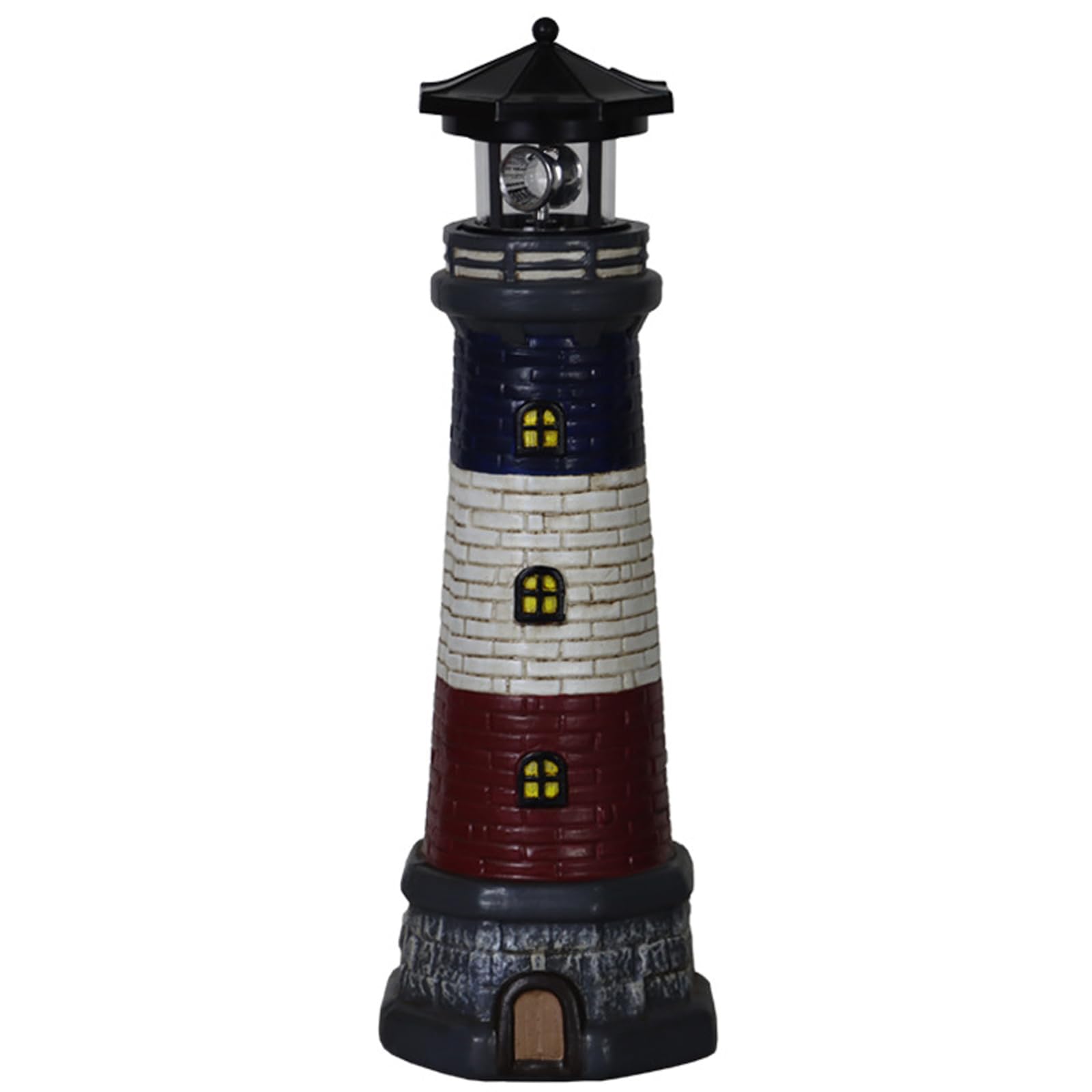 Solar Powered Lighthouse with Rotating Beacon,Waterproof Outdoor LED Light