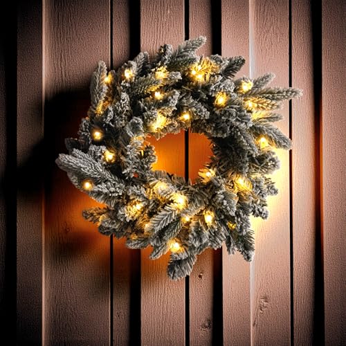 Kunst Tannenkranz mit 35 LED für Außen Batterie betrieben mit Timer...