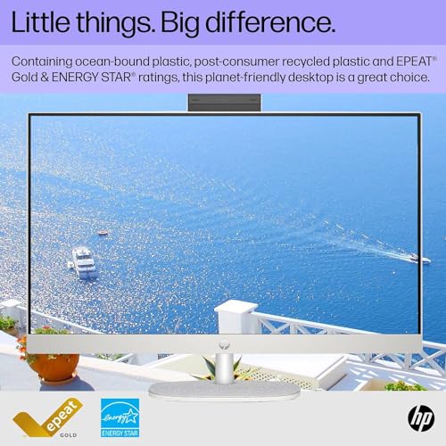 Image of HP 27 inch FHD Touchscreen Intel Ultra 7 AI All-in-One Desktop, 27 inch FHD Touchscreen, Intel Ultra 7 255U, 32GB DDR5 RAM, 2TB SSD, Wired Keyboard & Mouse, Wi-Fi 6, Win11 Home, Bundle with 64GB Flash Drive