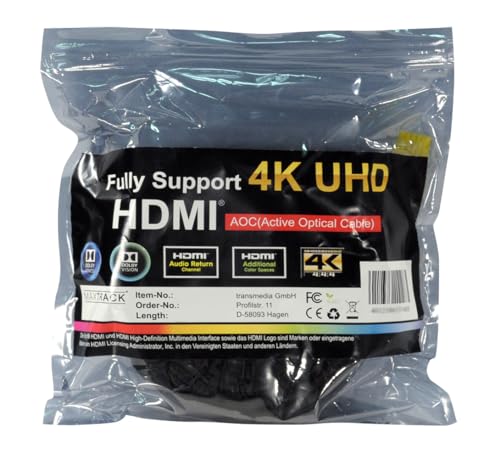 MaxTrack aktywny kabel z włókna szklanego HDMI® z Ethernet C508-30ML - HDMI 2.0, 4K UHD, 4K 60Hz, 3D, HDR, HDCP 2.2, YUV 4:4:4, z przetwornikiem optycznym, zasięg do 100 m