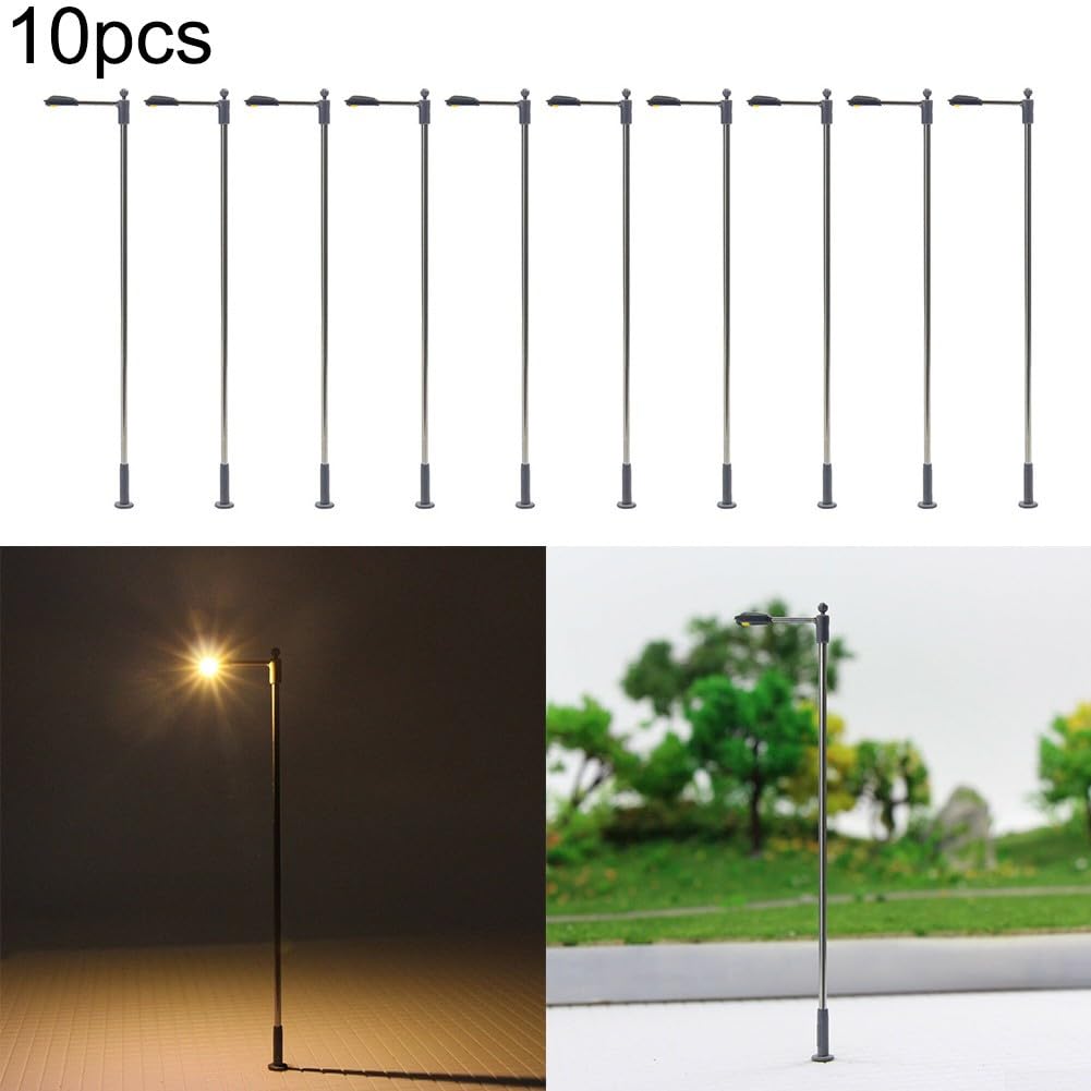 Lot De 5 Lampadaires De Rue HO éclairés LED – Pour Maquettes De Train, Décoration