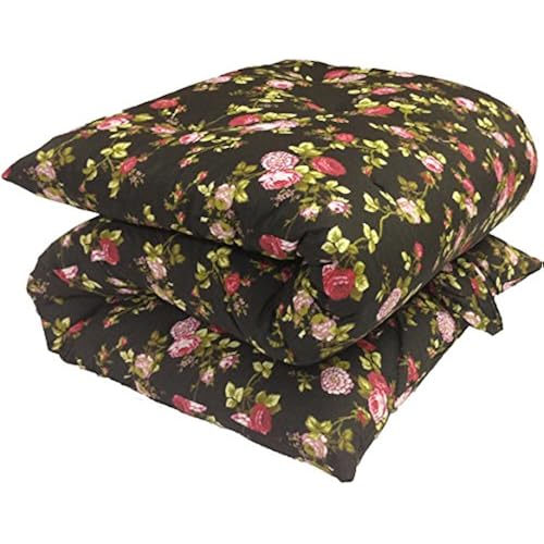 D&D Futon Furniture Traditional Japanese Floor Rolling Futon Mattresses, Tatami Cushion Pad, Yoga Meditaion Mat, Cotton/Foam Pad 3x27x80 (Red Rose Black)