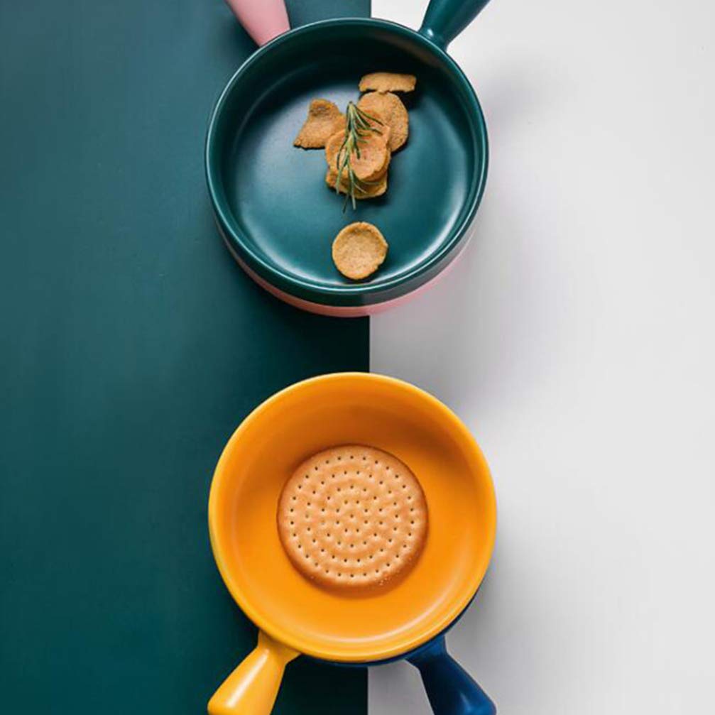 2 cuencos redondos de porcelana mate para sopa de cebolla con asas de cerámica, color verde