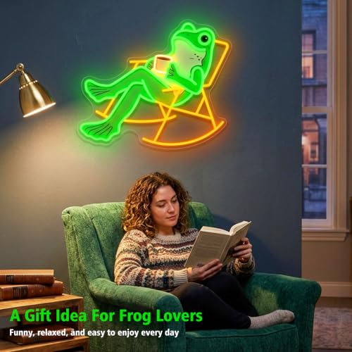 Image of Funny Frog Neon Sign for Bedroom Decor, USB Dimmable Wall Light for Gifts