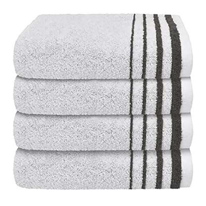 Chiemsee Handtuch-Set Miami aus weicher Baumwolle in edler Jacquard-Qualität, 4-teilig, nachhaltig und fair, Farbe:Weiß und Grau, Größe:50 x 100 cm