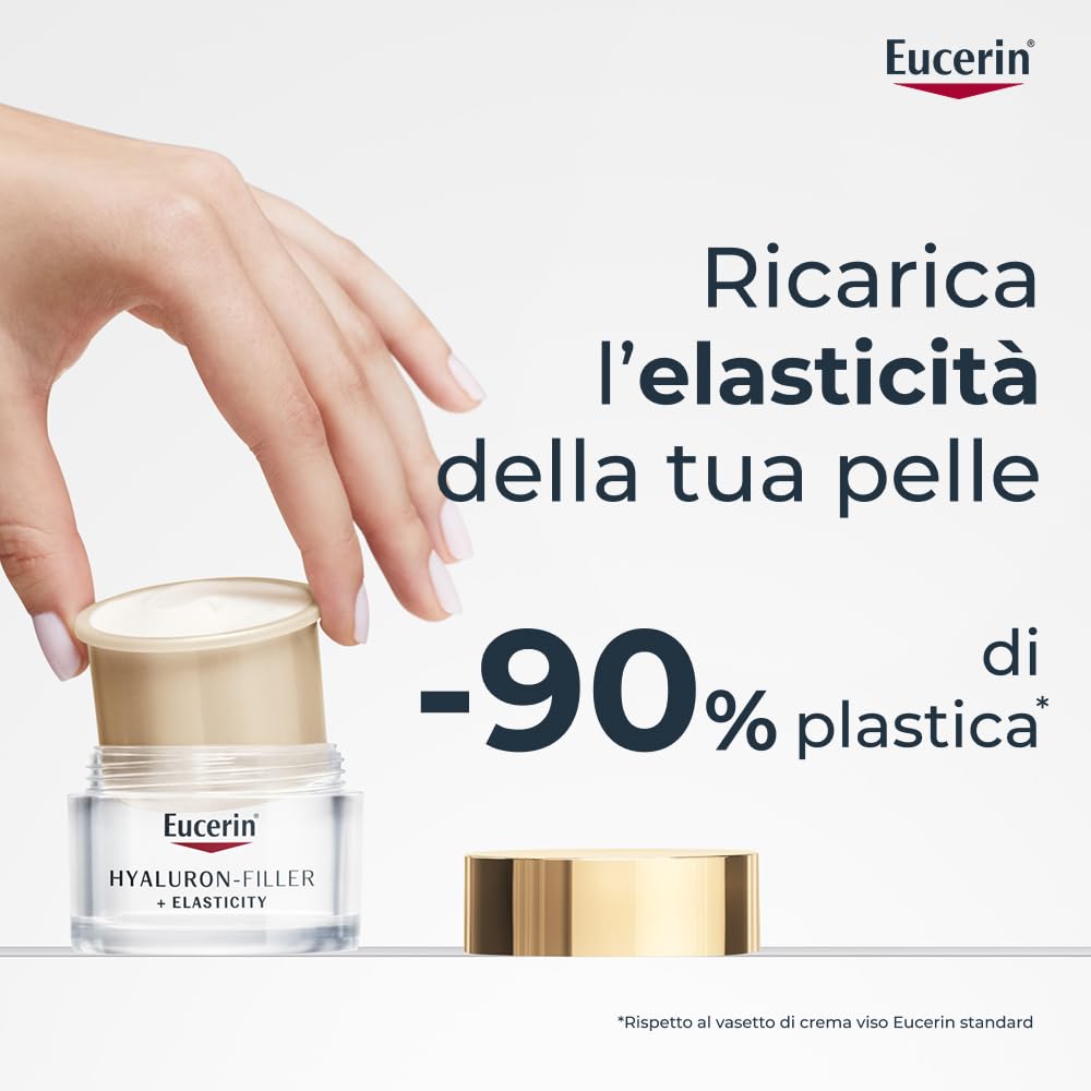 Eucerin Skincare Kit con Hyaluron-Filler + Elasticity Crema Notte 50 ml + Refill 50 ml, Crema viso antimacchie e antirughe e ricarica ecologica con Acido Ialuronico idratante e Thiamidol