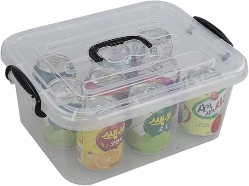 Miniatura 5 de Cajas de almacenamiento de plástico de 8 L, contenedor de almacenamiento transparente con mango negro, paquete de 2