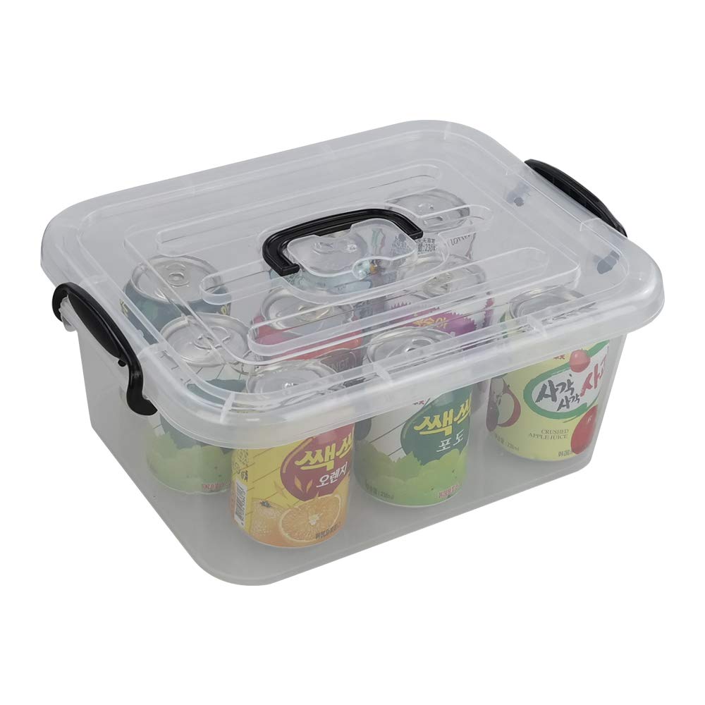 8L Scatole di Plastica, Set di 6 Scatole in Plastica Con Coperchio, Scatola Trasparente Con Maniglia