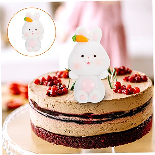 Amosfun Decoração De Bolo De Animal Terrário Bonsai Ornamento Estátua De Coelho De Desenho Animado E