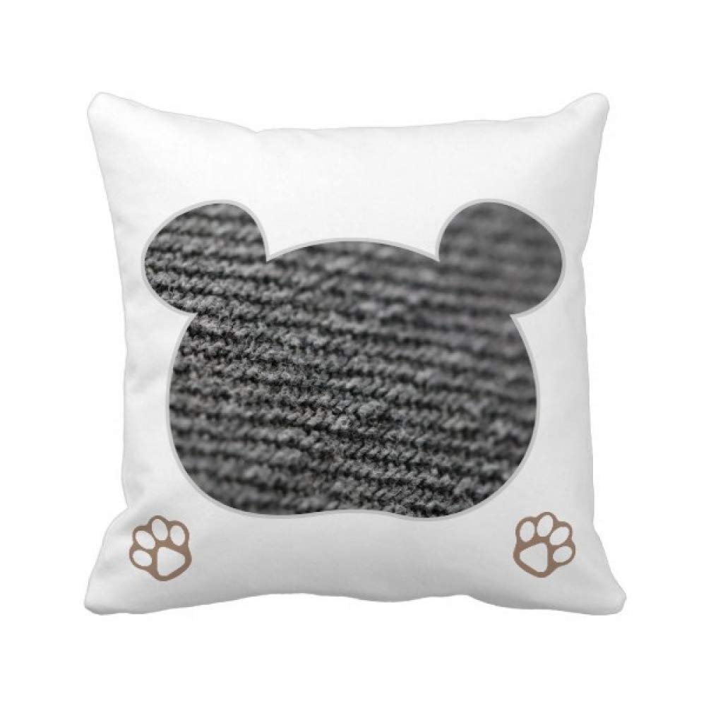 Housse de coussin en lin gris motif ours abstrait 45x45 déco