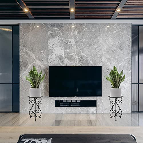 Nakupe Metal Plant Stands 2 Pack, Modern Single Plant Pedestal 17" Tall Heavy Duty Flower Pot Holder For Indoor, Outdoor, Patio, Balcony, Living Room, Garden, Black #TOP3