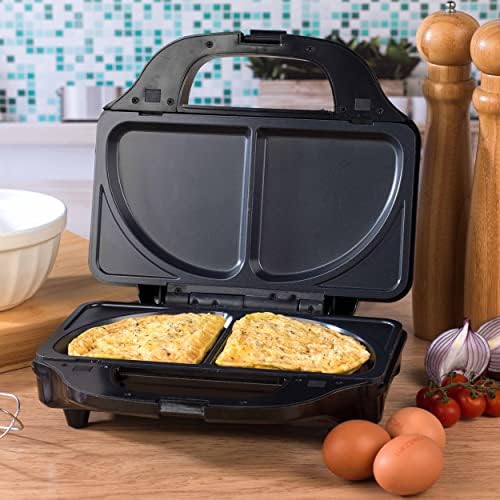 Salter EK2143FOUR XL 4-in-1 Snack Maker, Interchangeable Non-Stick Cooking Plates, Electric Omelette Cooker, Waffle Iron, Toastie Sandwich Toaster, 900W, Power/Ready Indicator Lights, Stainless Steel