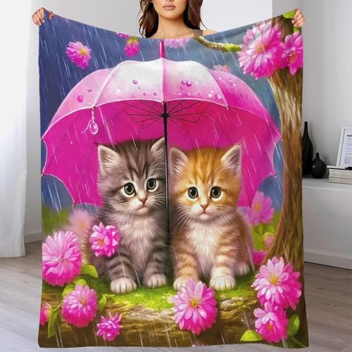 Couverture microfibre chat anti-froid : plaid chaud et doux pour lit et canapé - 6