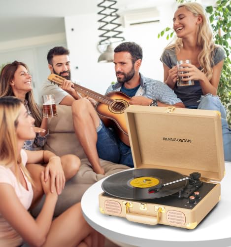 Image of Bluetooth Record Player, 3-Speed Belt Drive Turntable Gold