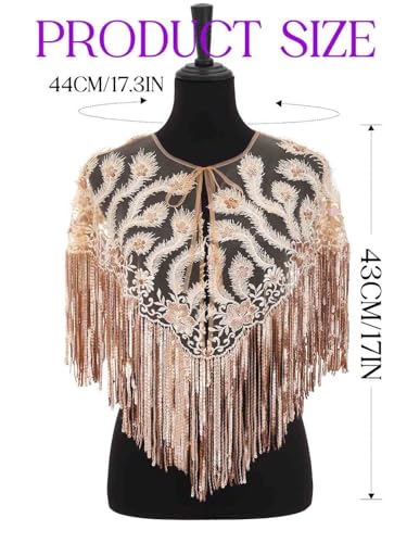 JAKAWIN Women's Flapper Shawl and Wrap Sequin Fringe Formal Cape3