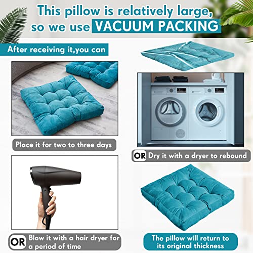4 Pcs Meditation Floor Pillow Large Floor Pillow For Kids And Adults Square Meditation Cushion Large Pillows For Floor Seating Yoga Living Room Balcony Office Tatami Outdoor, 22 X 22 Inch (Blue) #TOP1