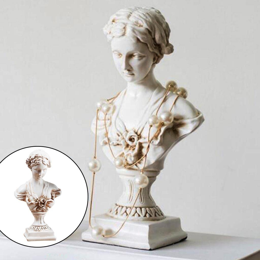 Amazon.co.jp: 銅像 女の子の頭の置物像、樹脂製の女性の彫刻の