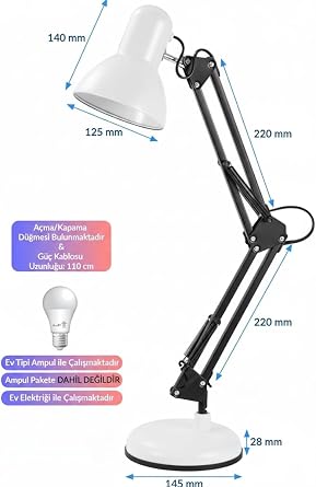 Orret Home Acrobat Tertial Table Lamp – 360° Metal Body with Movable Playing Head, Table Top Study and Book Reading Lamp, Long-Lasting Lighting-Home Type Bulb (White) with Sturdy Material [Energy Class A]