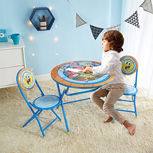 Image of Spongebob Squarepants Round Table and Chair Set,Kids Activity Table with 2 Chairs, Fun Playroom Furniture for Arts, Crafts & Snacks