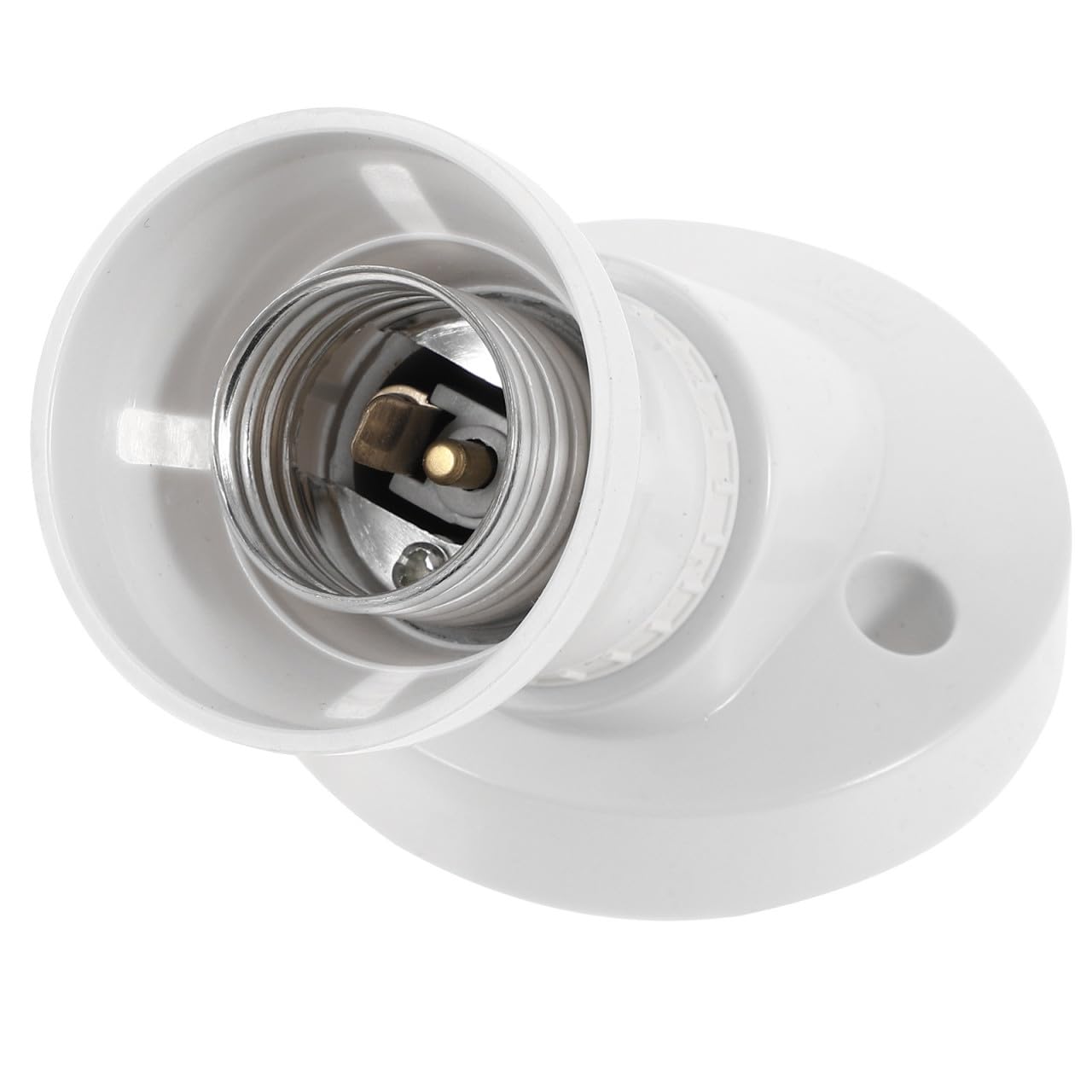 White E27 Bulb Holder 4a 220-250v with 10mm Threaded Base