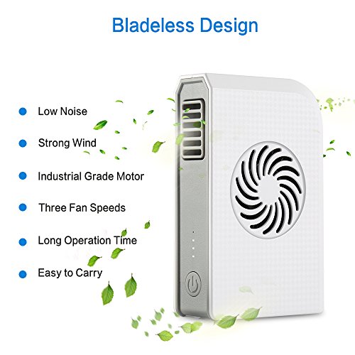 Small Personal Fan with 6000mAh Power Bank, Mini Battery Rechargeable USB Fan with Portable Phone Charger Handheld Air Conditioner Summer Cooler Bladeless No Leaf Fan (White)