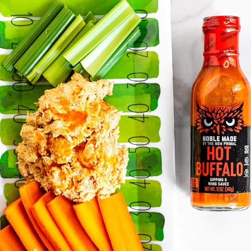 Noble Made by The New Primal Hot Buffalo Dipping and Wing Sauce - 12 oz Bottle - Hot Buffalo Sauce - Whole30 Approved, Certified Paleo, Certified Keto, and Gluten-Free Sauce with 0g of Sugar - Thumbnail 5