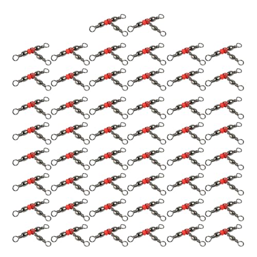 Generic 50pcs ラインバレル トリプルスイベルビーズ 釣りタックル ? 3ウェイTターンアクセサリー 耐久金属製 多サイズ対応 淡水塩水両用 (7x9)