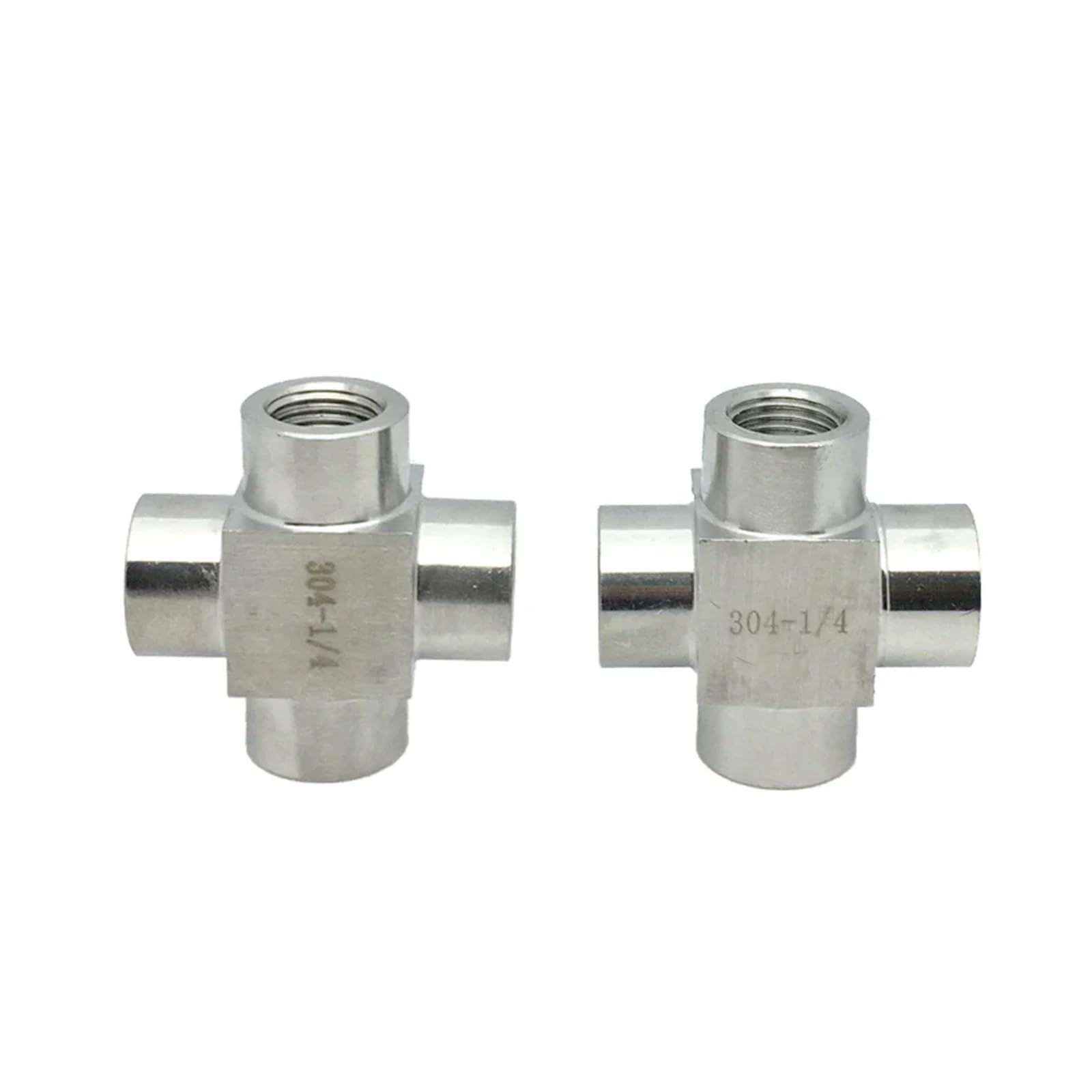 1/8" 1/4" 3/8" 1/2" 3/4" 1" BSP NPT M14 M20 Female Male Cross 4 Ways Splitter Block 304 Stainless Pipe Fitting Connector(BSPP Female,1")