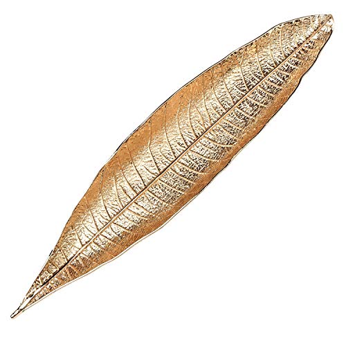 Quemador de Incienso, 28 cm Porta Incienso de Metal Soporte de Incienso en Forma de Hoja, Quemador Incienso Soporte Incienso Varilla para Decoración del Hogar (Dorado)