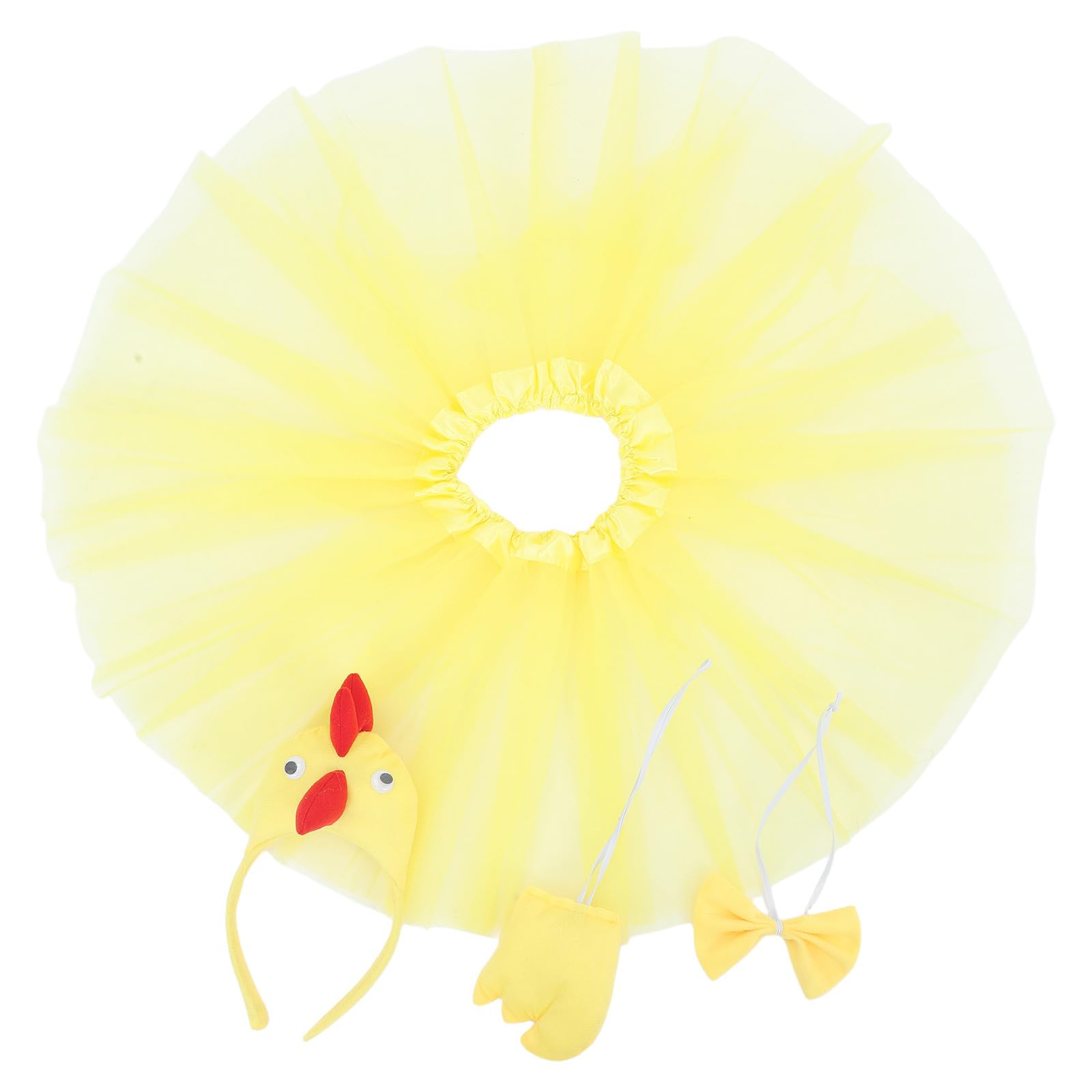 Disfraz de Pollo Adulto Diadema, Pajarita y Tutú de Felpa Amarilla, Material Cómodo para Fiestas de Pascua y Celebraciones Variadas