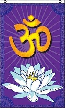 Trade Winds OM Flag 3x5 ft Sanskrit Prayer Banner Hindu Hinduism Lotus Blossom India Aum New Premium Fade Resistant