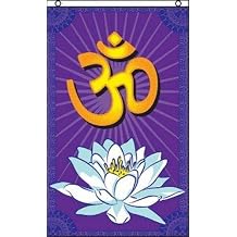 Trade Winds OM Flag 3x5 ft Sanskrit Prayer Banner Hindu Hinduism Lotus Blossom India Aum New Premium Fade Resistant