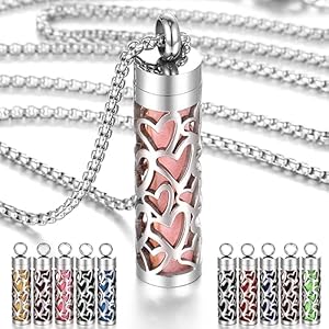 Essential Oil Necklace for Women, Aromatherapy Pendant Necklace 316L Stainless Steel Diffuser Necklace, Essential Oil Jewelry Gift for Men Women, Christmas, Birthday XN046-13