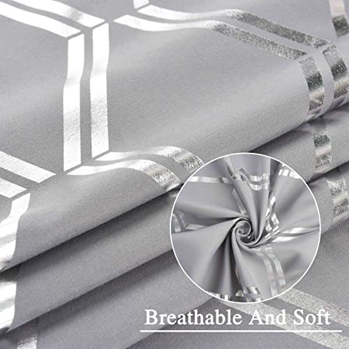Homechoice Decor Metallic Silver Geometric Printed Shower Curtain, Gray Sparkly Cloth Shower Curtain With Diamond Pattern, Unique Classy Bathroom Curtains For Restroom, 72" X 72", Microfiber (Lq-25) #TOP1