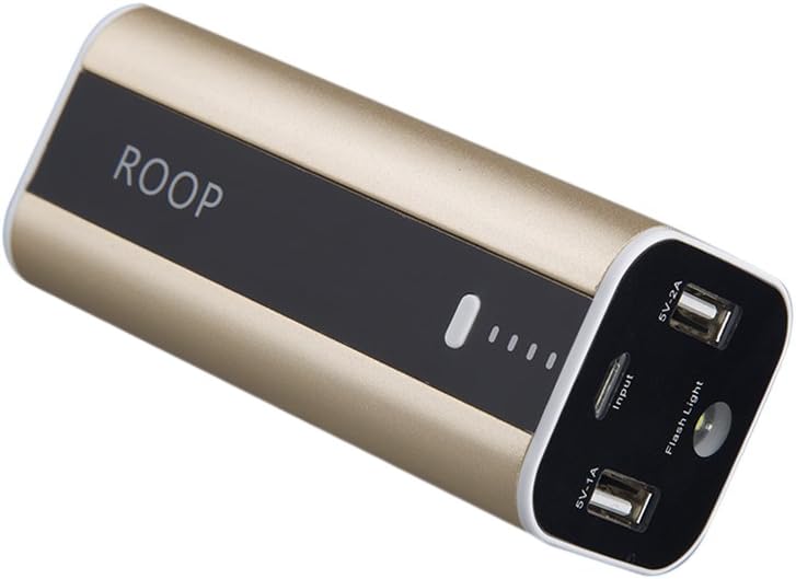 ROOP 12000mAh Fast Charger Dual USB External Battery Pack Portable Battery Charger Power Bank for iPhone iPad Mini Samsung Galaxy S6 More Phones and Tablets (gold)