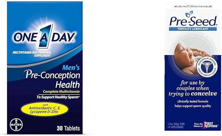 ONE A DAY Men's Pre-Conception Health Multivitamin to Support Healthy Sperm & Pre-Seed Fertility Lubricant, for Use by Couples Trying to Conceive