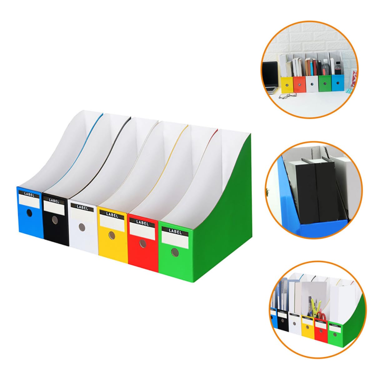 DOITOOL 6 Stück Desktop Dateiablage Teiliges Bunten Stabiler Papp Organizer für Dokumente und Zeitschriften für Büro Schule und Zuhause