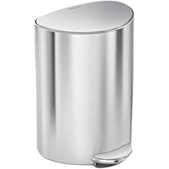 Simplehuman CW2106 Trash Can, 1.3 gal 6 L, Semi Round, Step Can, Stainless Steel, Soft Close, Silent, Lid Included, Pedal
