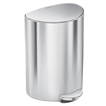 Simplehuman CW2106 Trash Can, 1.3 gal 6 L, Semi Round, Step Can, Stainless Steel, Soft Close, Silent, Lid Included, Pedal