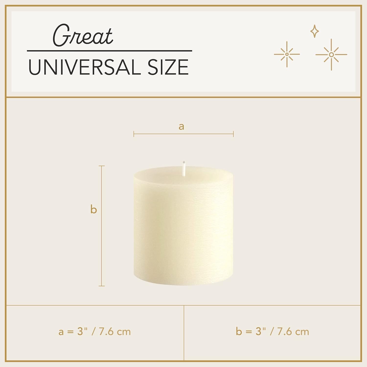 3 Pack Pillar Candles, Unscented Candles for Home, Church, Weddings Dinners and Home Decor, Dripless, Smokeless, and Clean-Burning (Ivory)