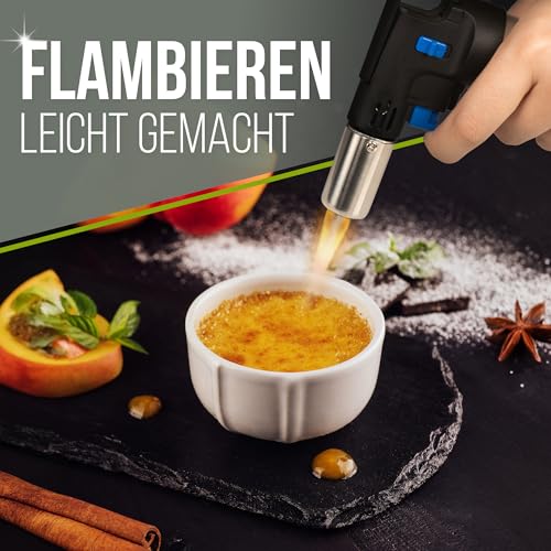 Foto von STAHLMANN® Flambierbrenner [inkl. 2x 300 ml Gas] Küchenbrenner 1300 °C