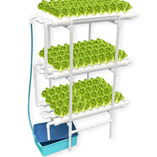 WEPLANT Hydroponics NFT System with 108 Holes Kits,Vertical Hydroponics PVC Pipe Plant Vegetable