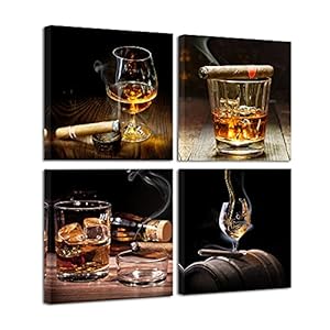 pyradecor Zigarre Whisky Kunstdruck 4 Stück