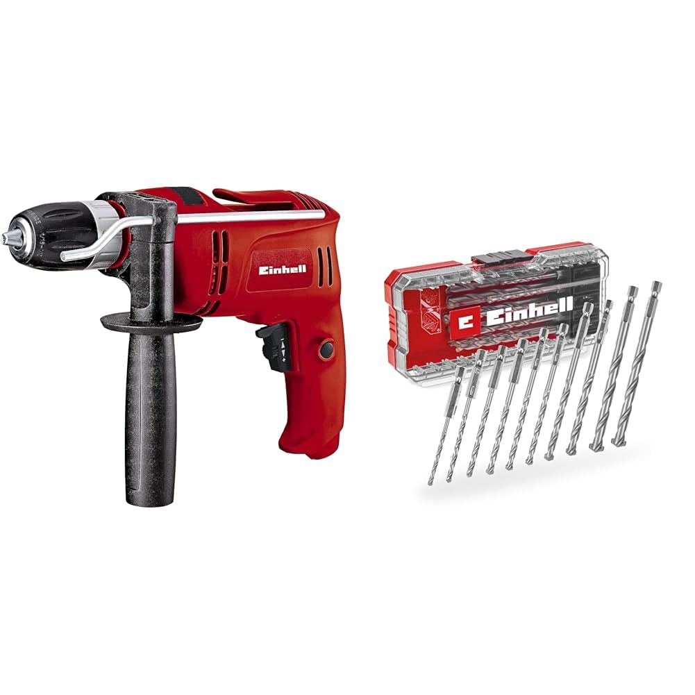 Einhell TC-ID 650 E, Darbeli Matkap + Einhell Beton delme uç seti 10 parça, S-CASE kutu